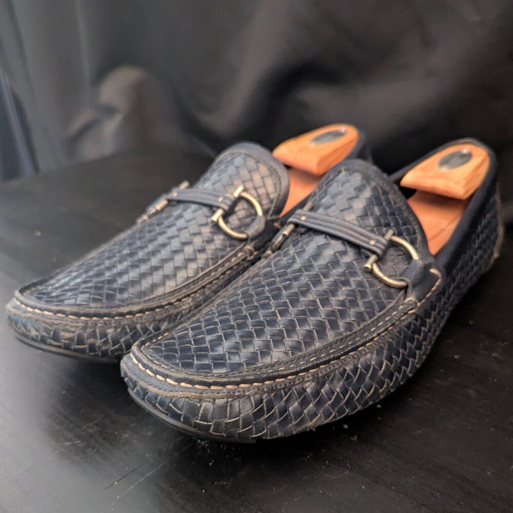 SALVATORE FERRAGAMO - Blue Woven Loafer - 11 D US